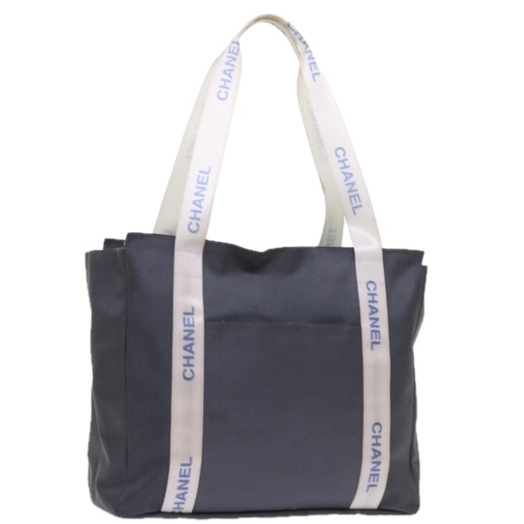 CHANEL Tote Bag Nylon Gray CC Auth yk9320 - Picture 1 of 16